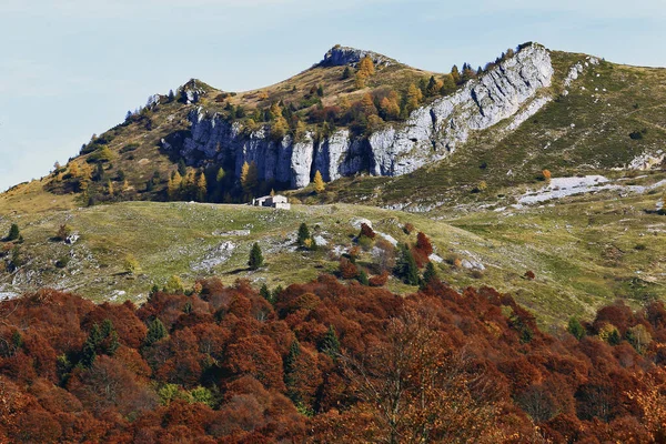 이탈리아 Sudtirol Malga Hising Trail Autumn Leaves Trentino Italy — 스톡 사진