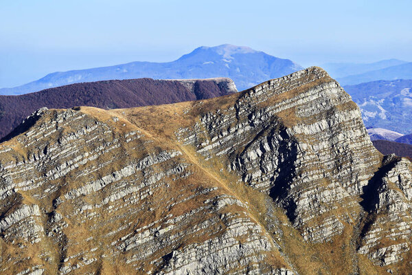 Geology mountain rock formations during autumn, Italy