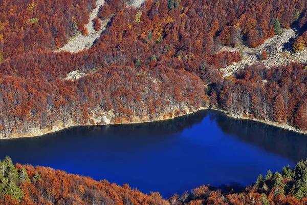 Bergsee Santo Herbstlichen Laub Appennino Parma Italien — Stockfoto