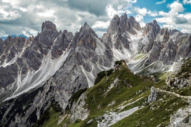 Cadini di Misurina dolomite ünlü ön manzara, Trentino Alpleri, İtalya