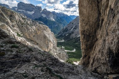 Trentino dolomite, Misurina, Sud Tyrol 'da uzman dağcılık parkuru
