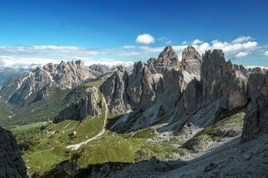 Cadini Di Misurina ve Tre Cime Dolomite Alp Panorama, Trentino, İtalya