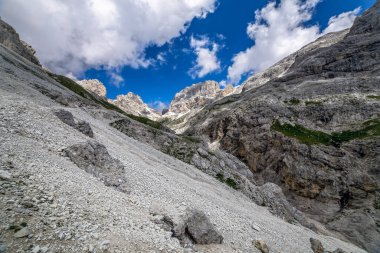 Passo Principe in Catinaccio Dolomite Panoramik Manzara, Trentino, İtalya