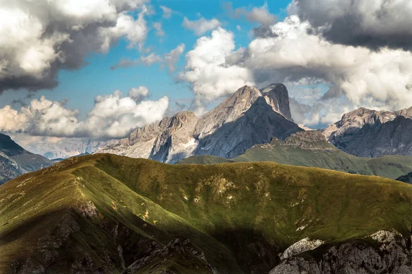 Sasslong Sasso Piatto Dolomites Panorama Trentino Passo Dona — 스톡 사진