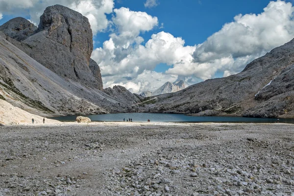 Antermoia Alpské Jezero Katinacciu Dolomitské Alpy Trentino Itálie — Stock fotografie