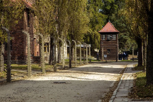 Courtyard Block Στρατόπεδο Συγκέντρωσης Του Άουσβιτς Μπιρκενάου Πολωνία — Φωτογραφία Αρχείου