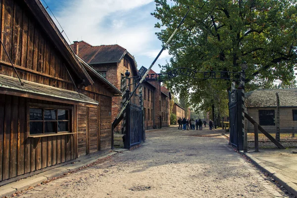 Hauptzugangszaun Konzentrationslager Auschwitz Birkenau Polen — Stockfoto