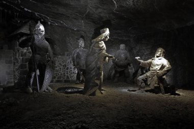 Wieliczka tuz madeninde antik madenci tuz heykeli, Wieliczka, Polonya