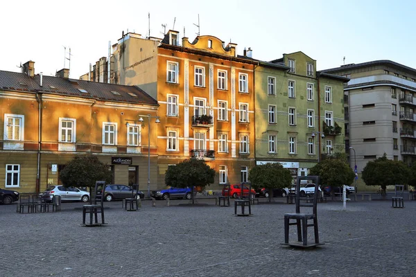 Yahudi mahallesi tipik sokak ve meydan, Kazimierz Krakow, Polonya