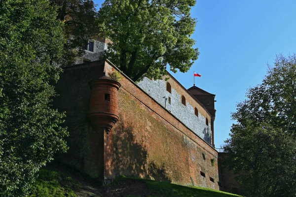 Castelo Wawel Fortaleza Defensiva Parede Jardim Cracóvia Polônia — Fotografia de Stock