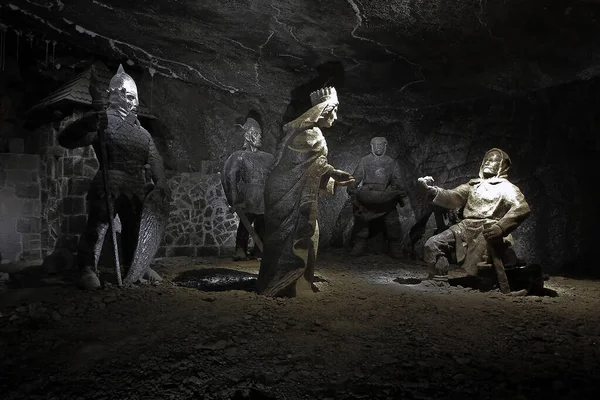 Ancient Miner Salt Statue Wieliczka Salt Mine Wieliczka Poland — Stock Photo, Image