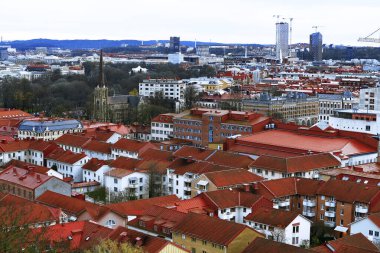 Goteborg Haga İlçesi Kızıl Çatı Hava Panoraması, İsveç, Göteborg
