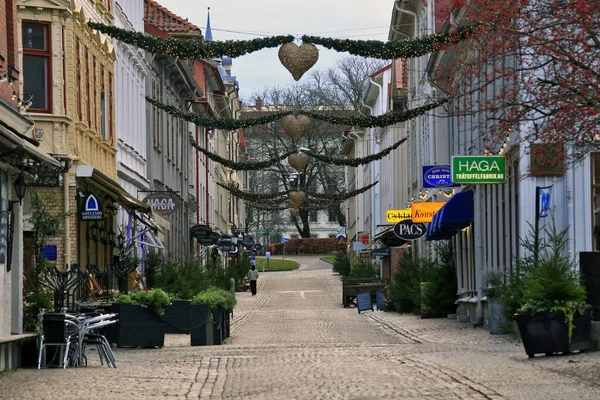 Goteborg Haga Durante Natal Com Mercado Pub Café Suécia Gotemburgo — Fotografia de Stock