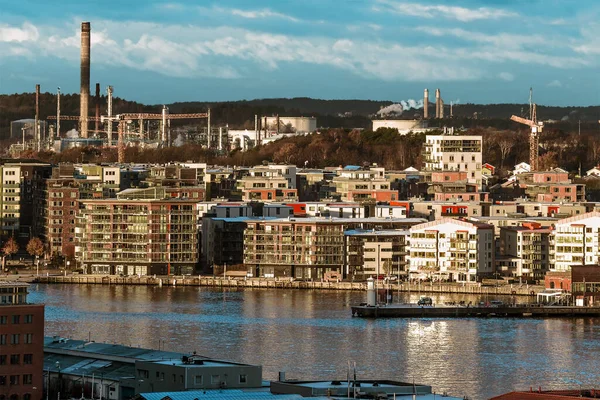 Goteborg Industrial Harbour Town View Sunset Sweden Gothenburg — 图库照片