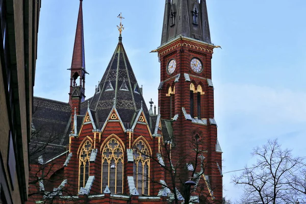 Goteborg Oscar Fredrik Chiesa Torre Dettaglio Gotico Svezia Goteborg — Foto Stock