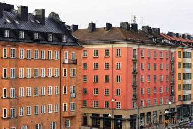 Gamla Stan, Stockholm, İsveç 'te geleneksel İsveç evleri