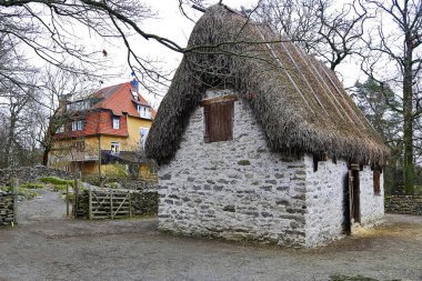 Geleneksel İsveç evi, Skansen açık hava müzesi. Stockholm, İsveç