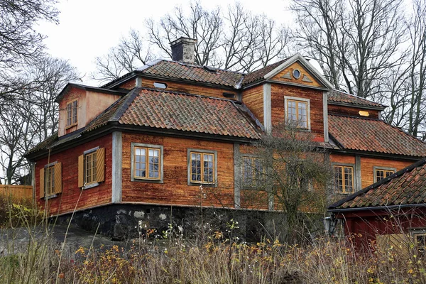 Scandinavian Wooden House Skansen Open Air Museum Stockholm Sweden — Stock Photo, Image