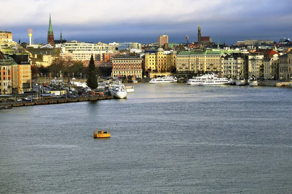 Stockholm Gamla Stan Kanal Med Flygutsikt Vid Soluppgången Stockholm Sverige — Stockfoto