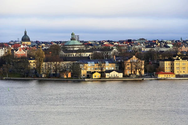 斯德哥尔摩德普花园运河日出时的空中景观 瑞典斯德哥尔摩 — 图库照片