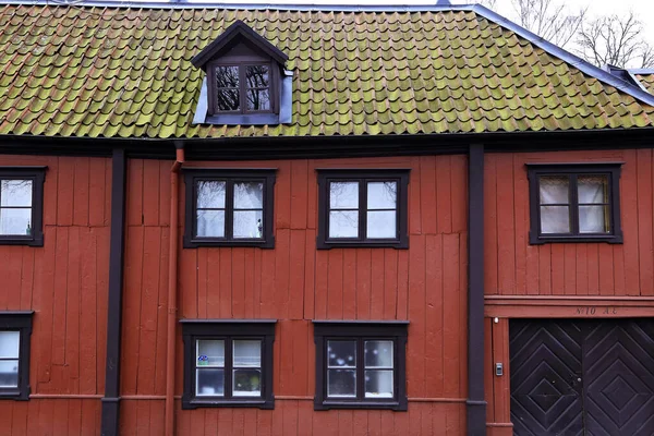 Casa Madeira Tradicional Sodermalm Fjallgatan Street Estocolmo Suécia — Fotografia de Stock