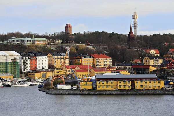 Στοκχόλμη Ανατολή Djurgarden Από Κανάλι Αρχιπέλαγος Στοκχόλμη Σουηδία — Φωτογραφία Αρχείου