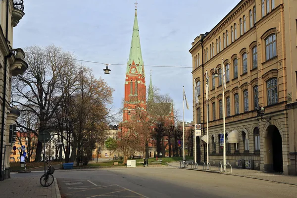 ストックホルム ノーマルム地区と聖ヨハネス教会 スウェーデンのストックホルム — ストック写真