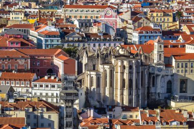 Convento do Carmo, 11. Santa Justa hava manzarası, Lizbon, Portekiz