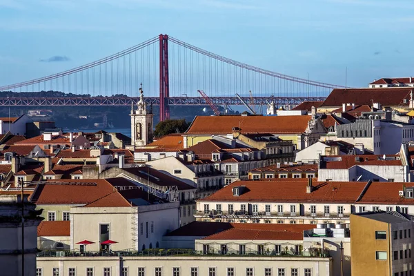 Most Kwietnia Widok Lotu Ptaka Lizbonie Lizbona Portugalia — Zdjęcie stockowe