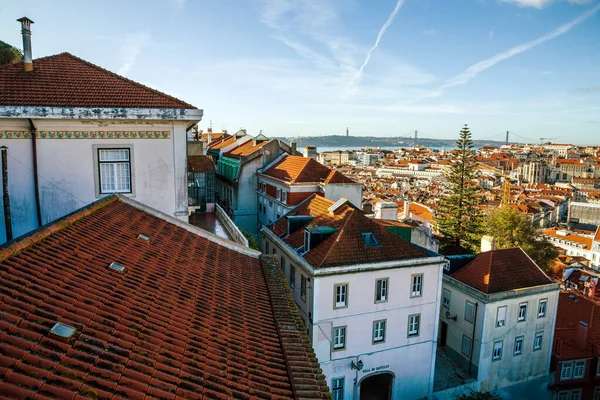 Alfama Lisboa District Rooftop Panorama Punktu Lizbona Portugalia — Zdjęcie stockowe