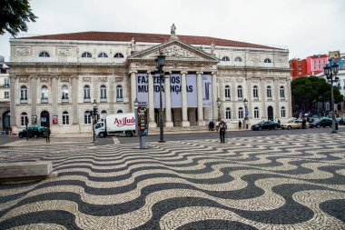 Ulusal Tiyatro Maria II Rossio Lisboa Eski Kasabası 'nda. Lizbon, Portekiz