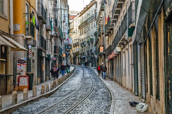 Estrecha Calle Local Tiendas Alfama Lisboa Lisboa Portugal — Foto de Stock