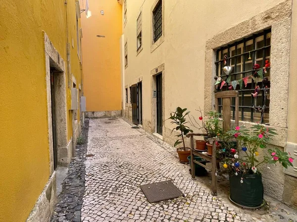 Alfama Lisboa District Street Traditional House Lisbona Portogallo — Foto Stock