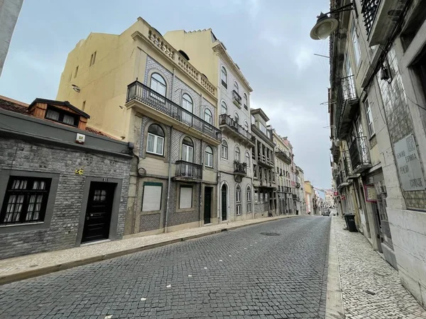 Bairro Alto Lisboa District Empty Street Stores Lisbona Portogallo — Foto Stock