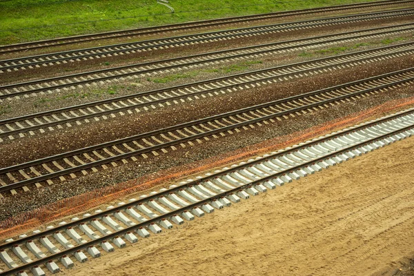 Chemin Fer Été Ligne Transport Pour Trains Rails Traverses Russie — Photo