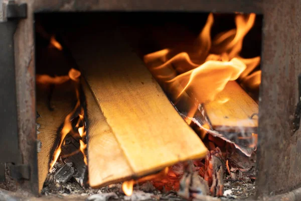 Kayu Bakar Kompor Membakar Kayu Pemanasan Perapian Membakar Pohon Perapian — Stok Foto