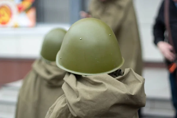 Kinci Dünya Savaşı Nın Askeri Üniformaları Palto Kask Kapalı Alan — Stok fotoğraf