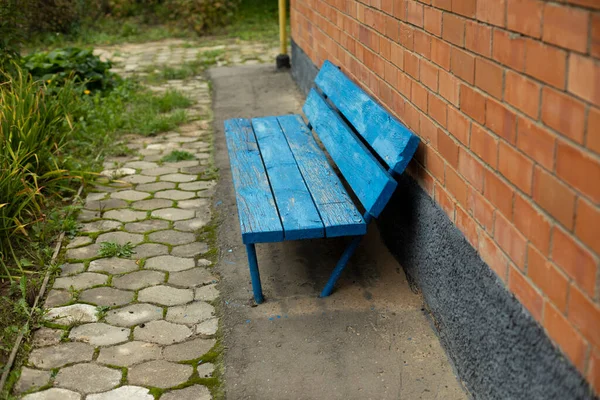 Blaues Geschäft Aus Holz Der Nähe Der Mauer Ein Ort — Stockfoto