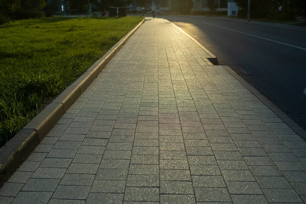 Path City Empty Road Pedestrians Sunset Light Falls Pedestrian Zone — Stock Photo, Image