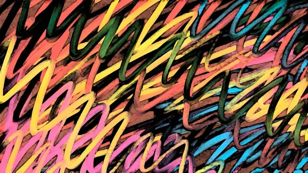 Penseelstreken Chaotische Volgorde Verschillende Kleuren Achtergrond Illustratie Gemaakt Door Digitale — Stockfoto