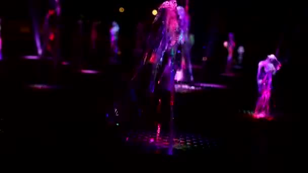 Background Colored Splashes Water Dark Flow Water Illuminated Ice Leds — Video Stock
