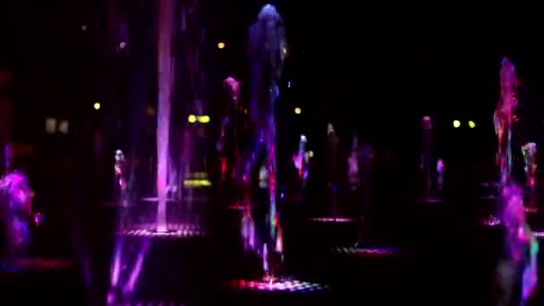 Background Colored Splashes Water Dark Flow Water Illuminated Ice Leds — Stock video