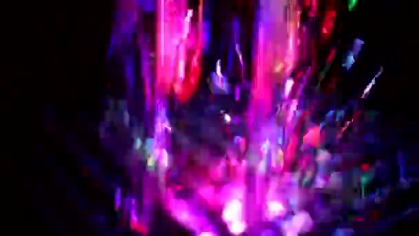 Colored Stream Water Dark Background Fountain Night Jet Water Rises — ストック動画