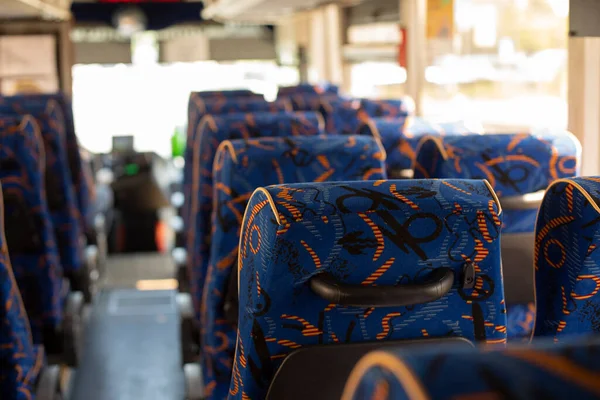 Innenraum Des Busses Sitzgelegenheiten Transport Sitze Für Passagiere Sitze Für — Stockfoto