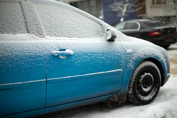 Car Froze Parking Lot Transport Side View Car Covered Ice — Stock Photo, Image