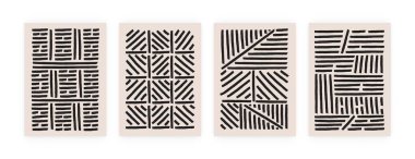 Soyut çizgiler ve şekiller. Modern posterler, modaya uygun tasarım. Parmak izi için el çizimi kalıpları, kart kalıpları. Vektör sanatı