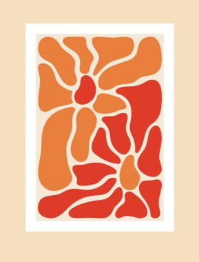 Son moda çiçek posteri. Soyut çiçek desenli saf sanat tarzı. El çizimi botanik öğeler çağdaş arka plan. Vektör illüstrasyonu