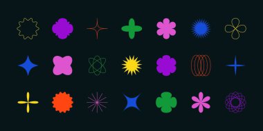 Modern gaddar şekiller. Minimalist geometrik elementler, soyut figürler İsviçre tarzı, cesur ilkel tasarım. Vektör illüstrasyonu.