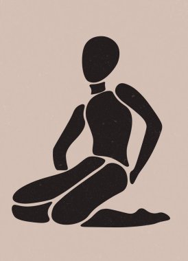 Matisse modern posterden ilham aldı. Soyut sanat dekoru, çağdaş kadın silueti şekli. Moda vektör illüstrasyonu.