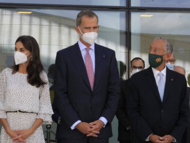 İspanya Kralları, Lizbon 'daki Champalimaud Vakfı' nın açılışına katıldı. 27 Eylül 2021, Lizbon, Portekiz: Portekiz devlet başkanı Marcelo Rebelo de Sousa ve İspanya kralları Felipe VI ve Letizia Ortiz